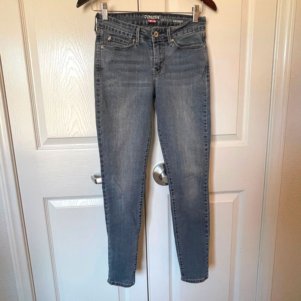 Denizen Levi's Womens Modern Skinny Jeans Size 4, W27, L32 Gray Medium Denim - Picture 2 of 14